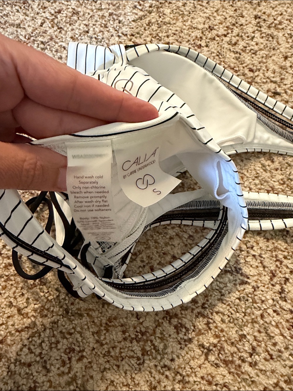 CALIA Striped Bikini Swim Top- White/Black NWOT - Picture 3 of 3